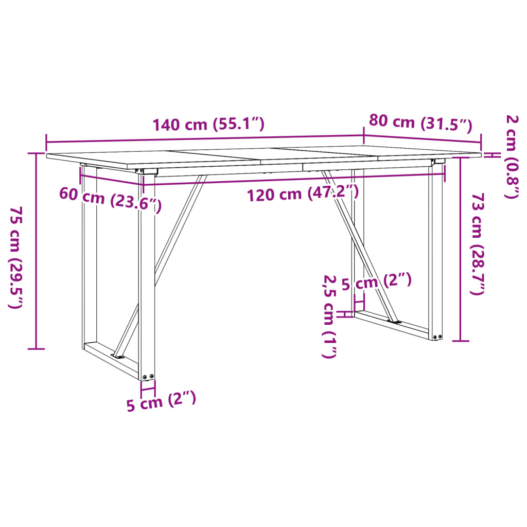 Jídelní Stůl S O Rámem Borové Dřevo A Ocel