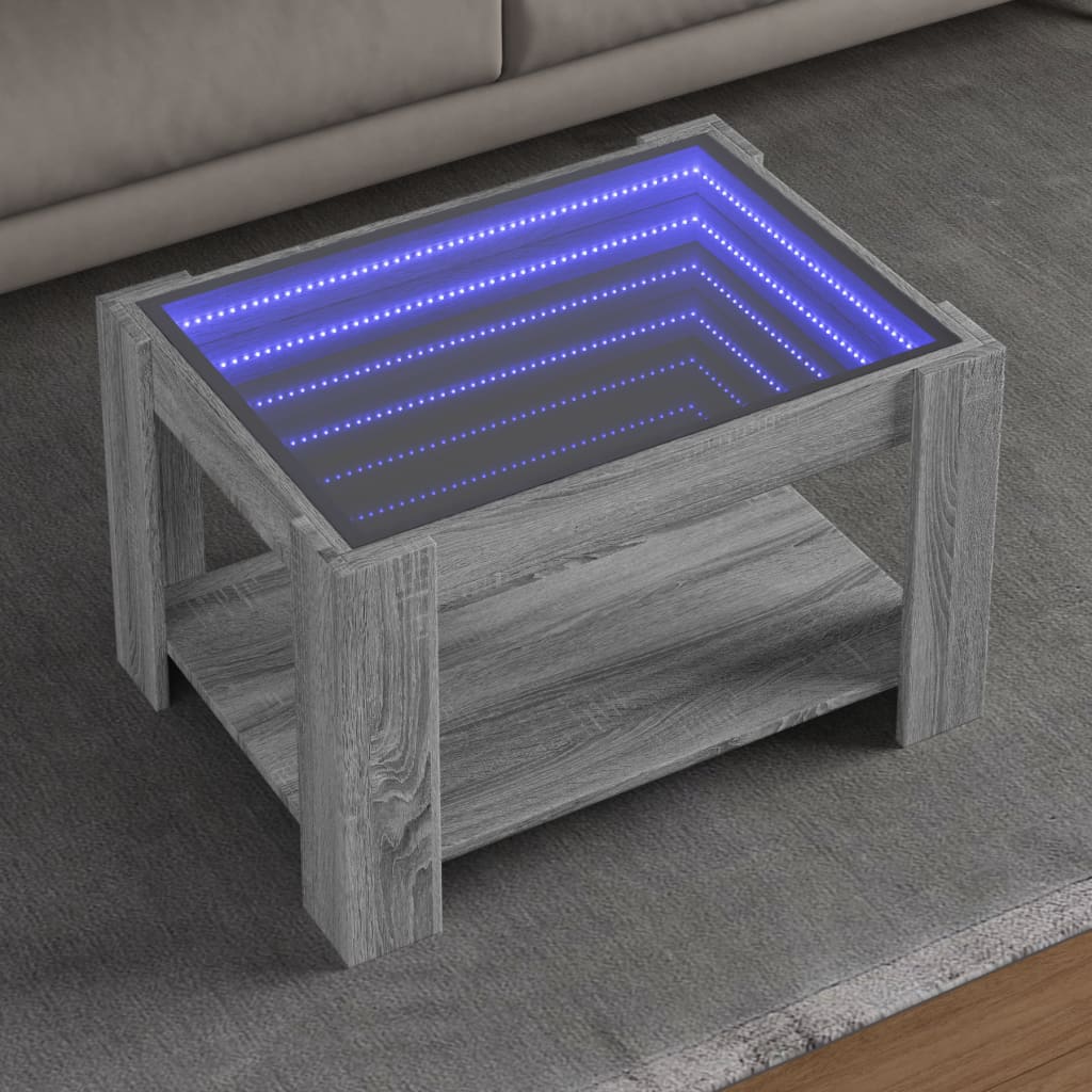 Konferenční Stolek S Led 53 X 53 X 45 Cm Kompozit