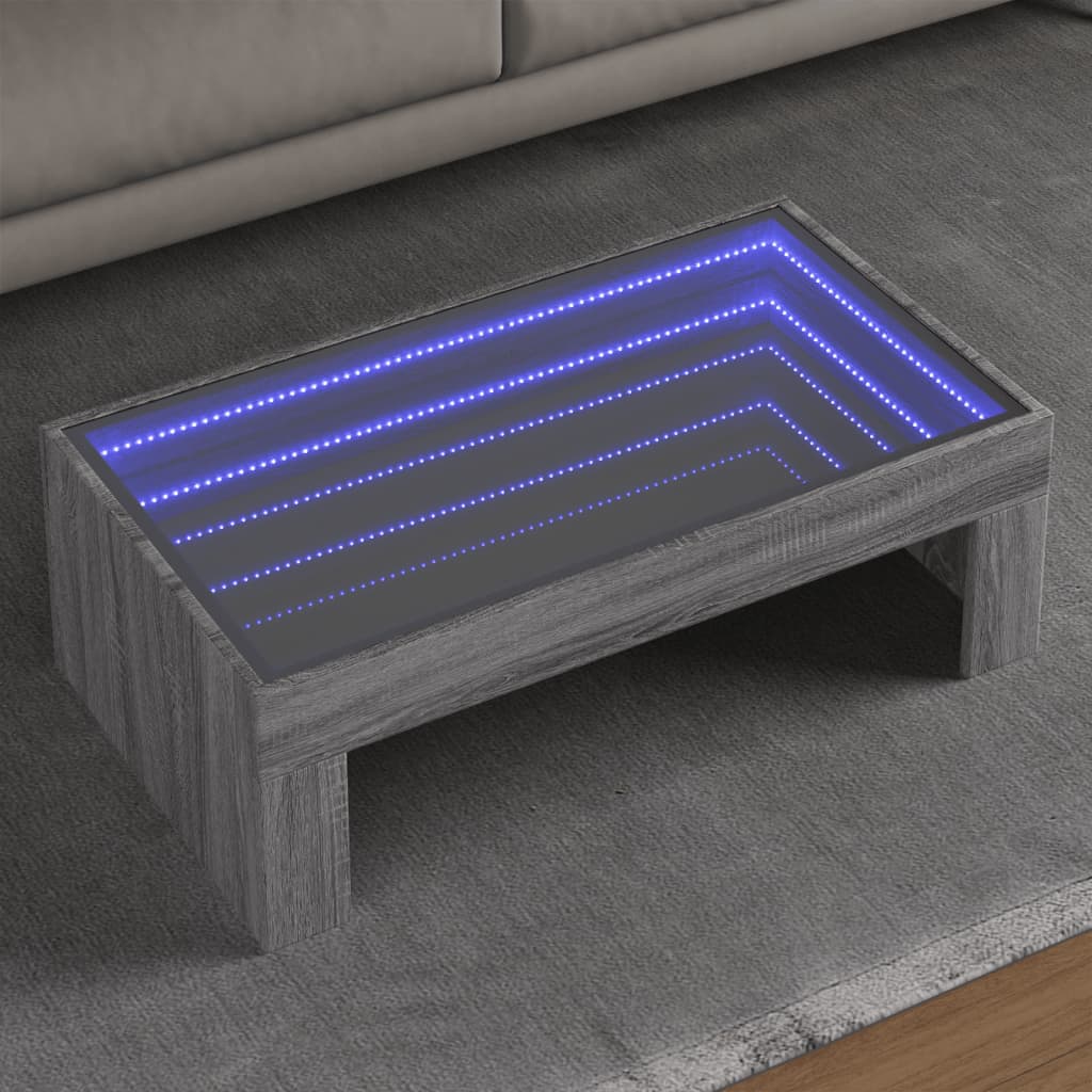 Konferenční Stolek S Infinity Led Šedý Sonoma 70 X 50 X 30 Cm Šedá Sonoma