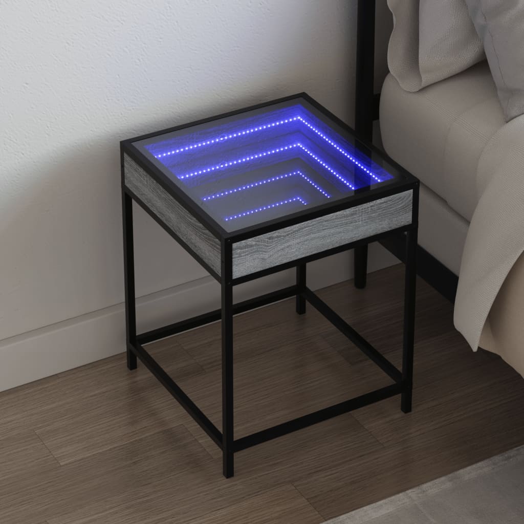 Noční Stolek S Infinity Led Černý 40 X 40 X 51 Cm