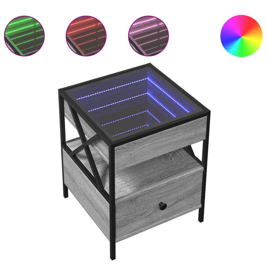 Noční Stolek S Infinity Led Šedý Sonoma 40 X 40 X 51 Cm