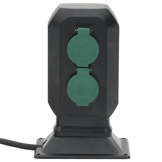 Venkovní Zásuvka S Hrotem 4Cestná Černá A Zelená 15,5X11X24 Cm