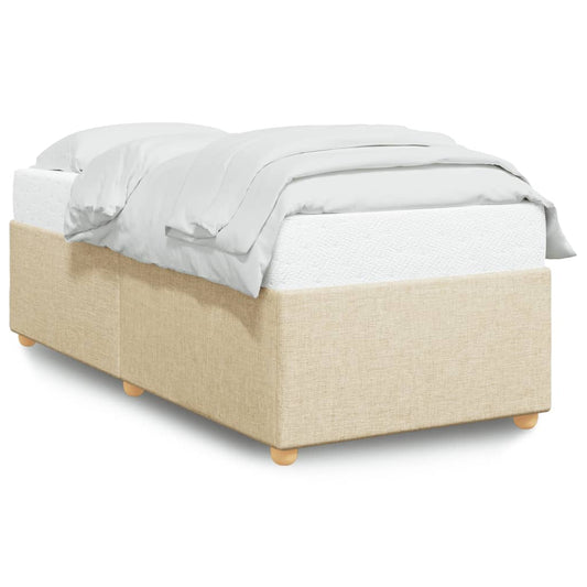 Rám Postele Bez Matrací Krémově Textil