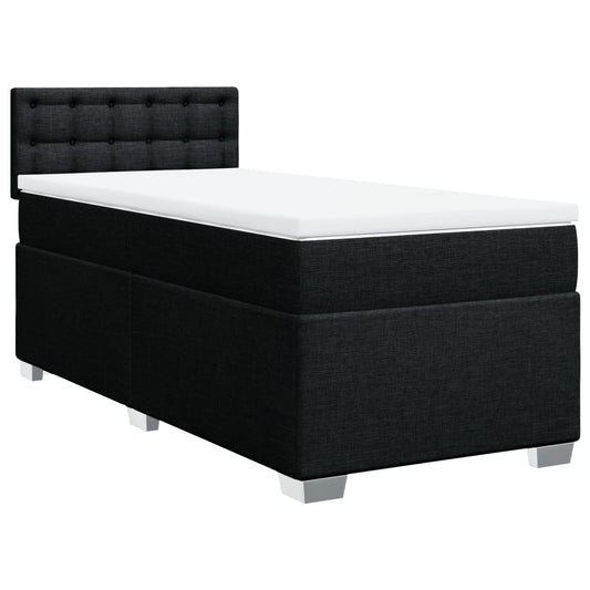 Box Spring Postel S Matrací Černá Textil Černá