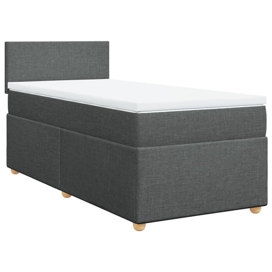 Box Spring Postel S Matrací Textil Tmavě Šedá