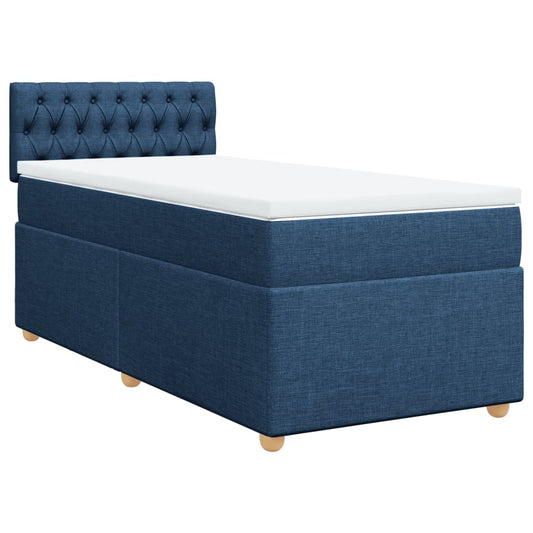 Box Spring Postel S Matrací Textil Modrá
