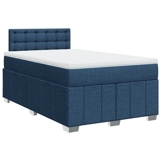Box Spring Postel S Matrací Černá Textil Modrá