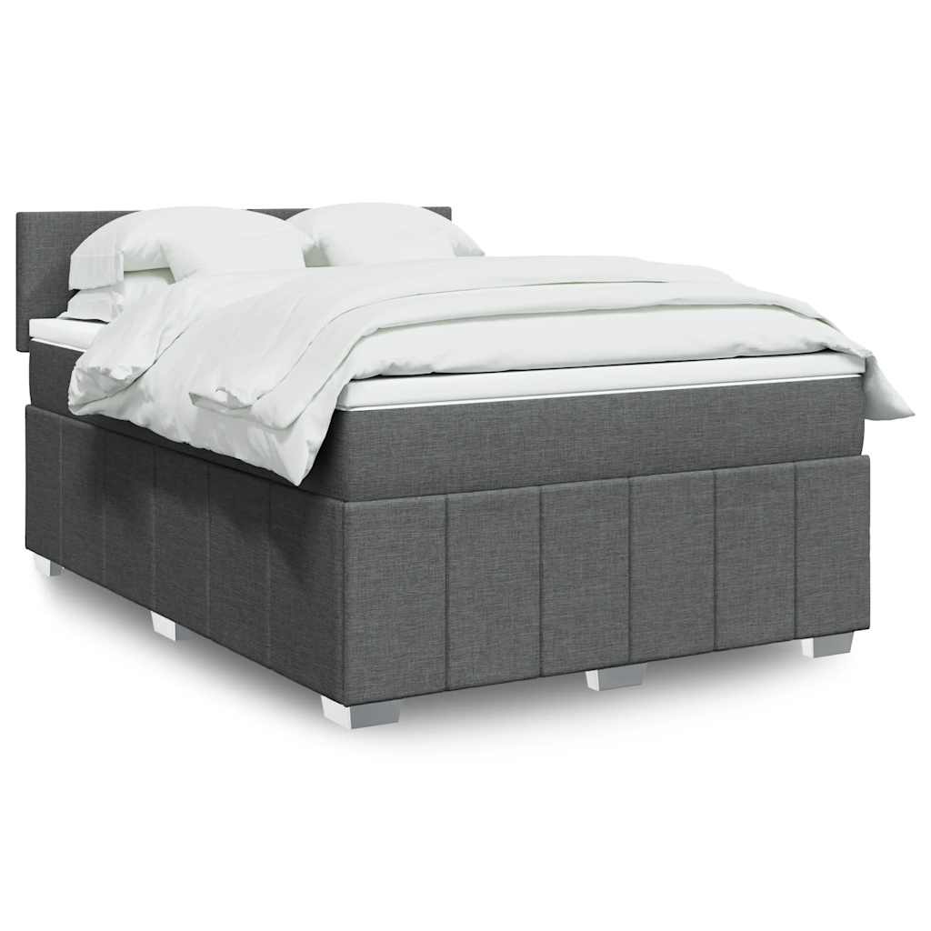 Box Spring Postel S Matrací Textil Tmavě Šedá