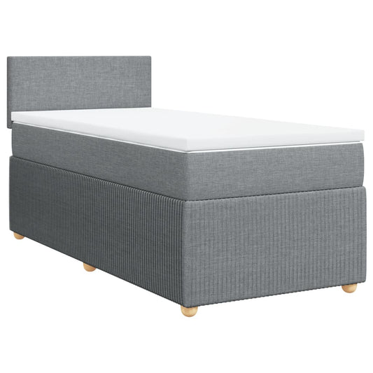 Box Spring Postel S Matrací Textil Světle Šedá
