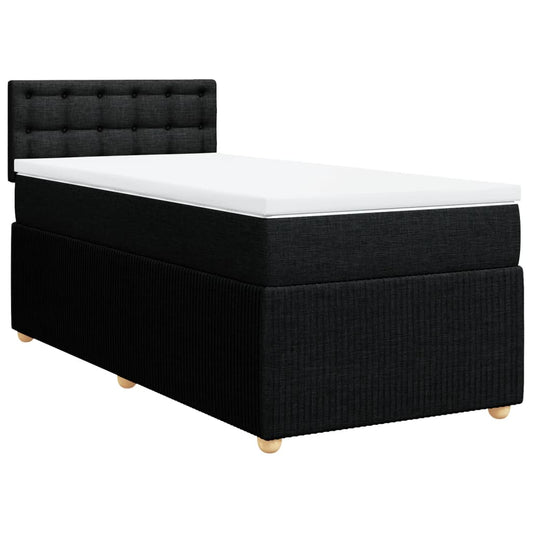 Box Spring Postel S Matrací Černá Textil Černá