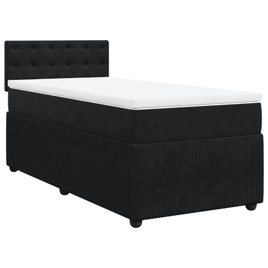 Box Spring Postel S Matrací Černá Samet Černá