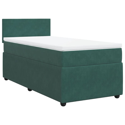 Box Spring Postel S Matrací Samet Tmavě Zelená