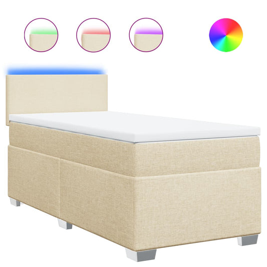 Box Spring Postel S Matrací Textil Krémová