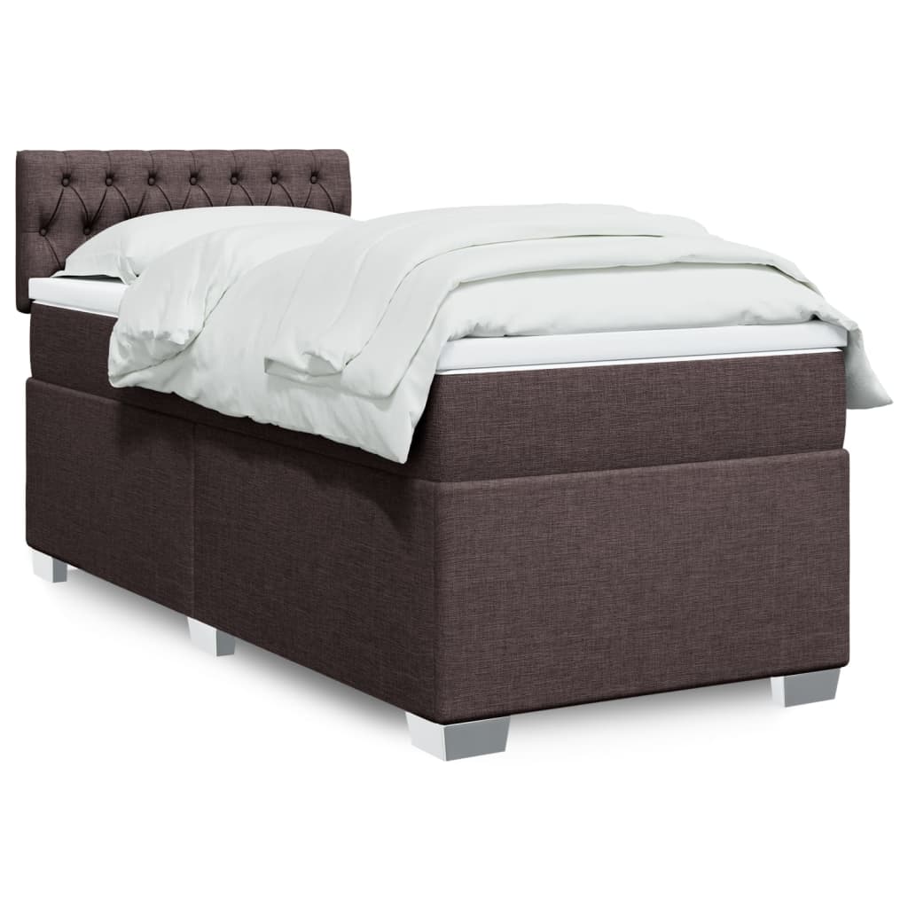 Box Spring Postel S Matrací Textil Tmavě Hnědá