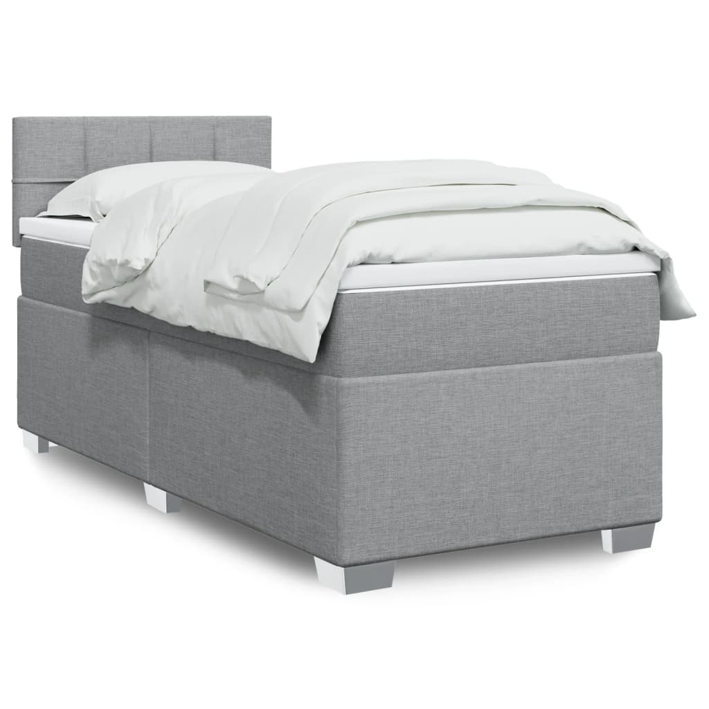 Box Spring Postel S Matrací Textil Světle Šedá