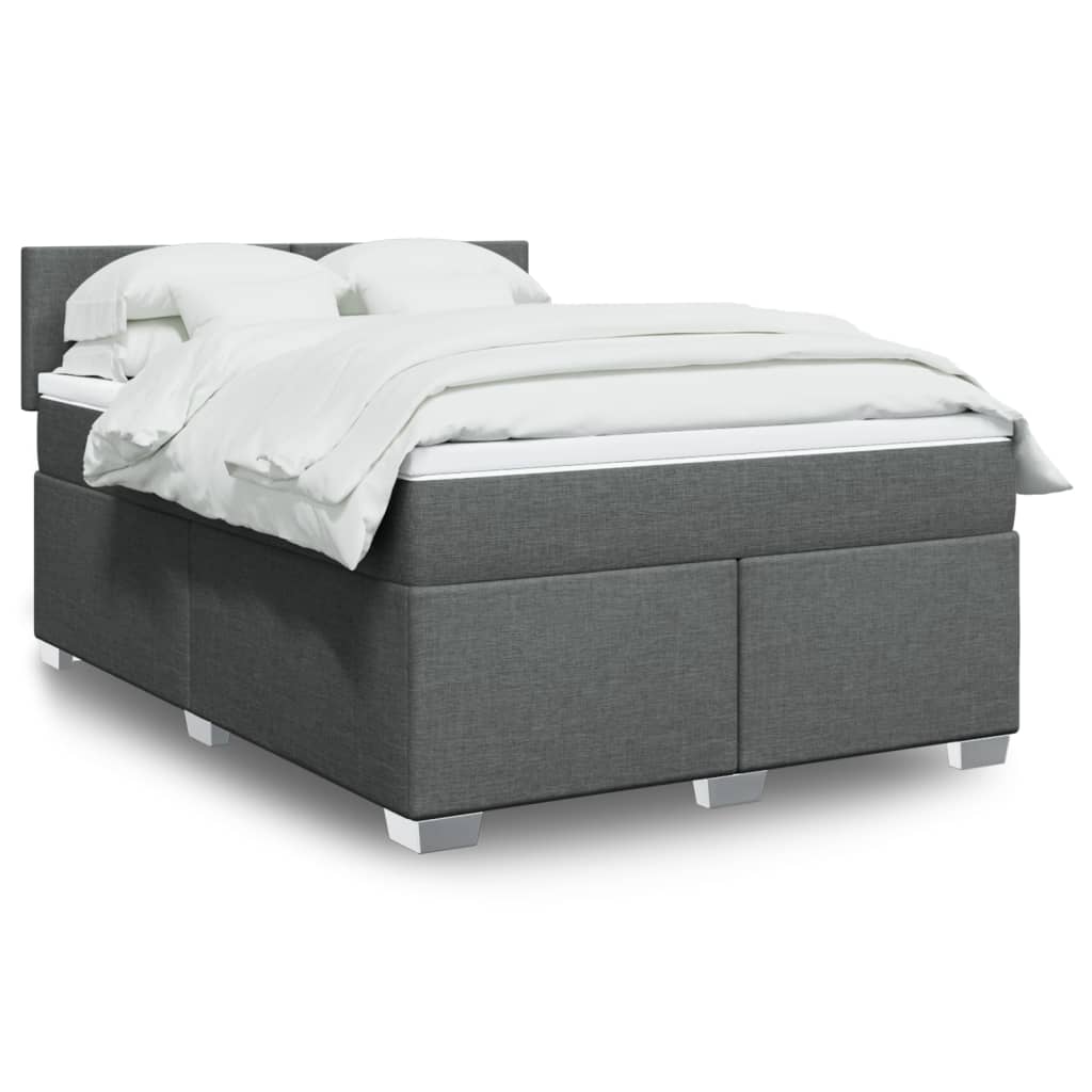 Box Spring Postel S Matrací Textil Tmavě Šedá