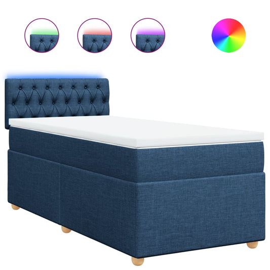 Box Spring Postel S Matrací Textil Modrá