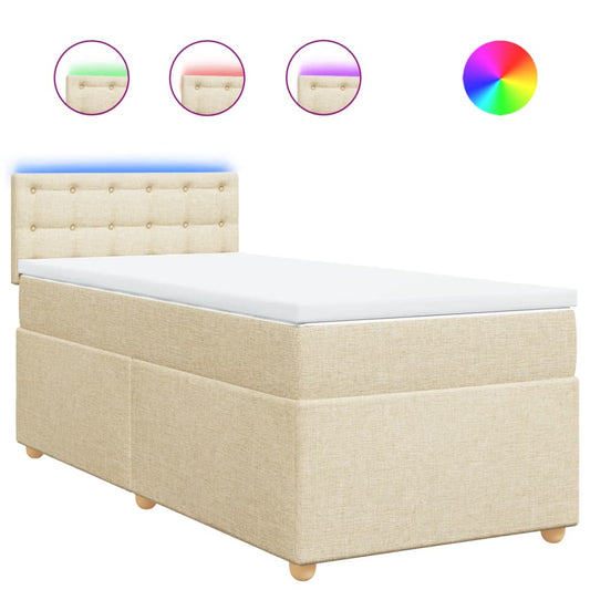 Box Spring Postel S Matrací Textil Krémová