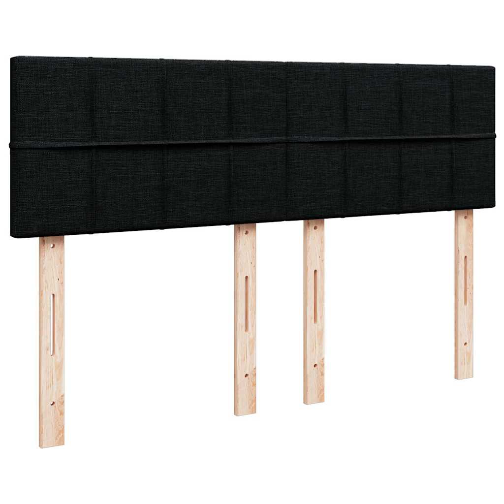 Box Spring Postel S Matrací Černá 140 X 190 Cm Textil