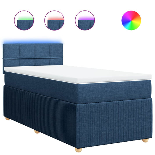 Box Spring Postel S Matrací Textil Modrá