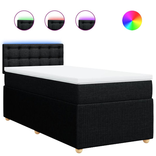Box Spring Postel S Matrací Černá Textil Černá