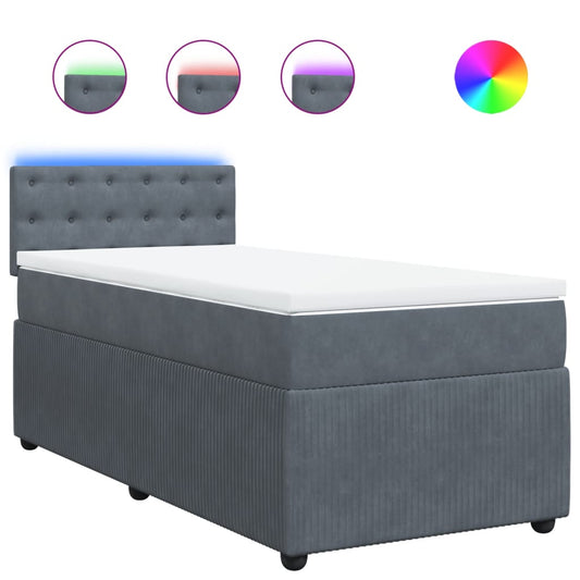 Box Spring Postel S Matrací Samet Tmavě Šedá