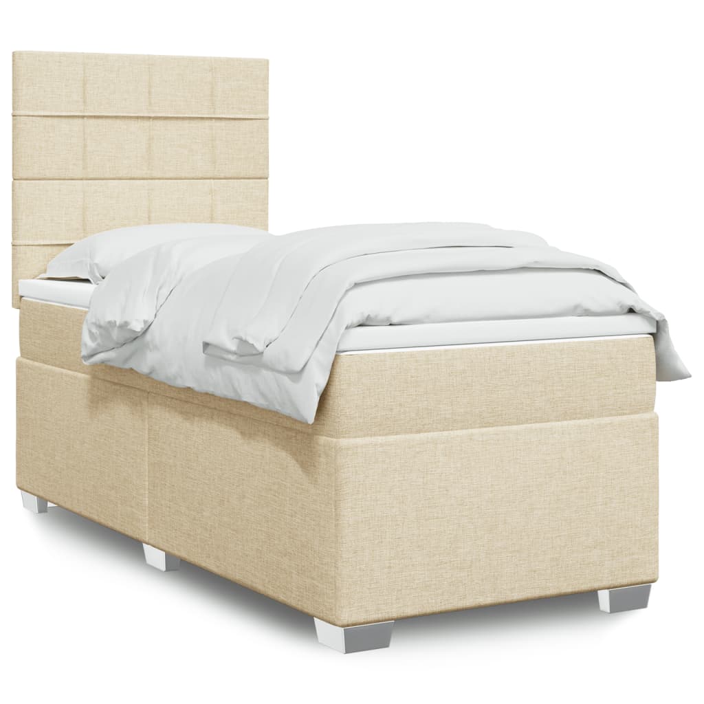 Box Spring Postel S Matrací Textil Krémová
