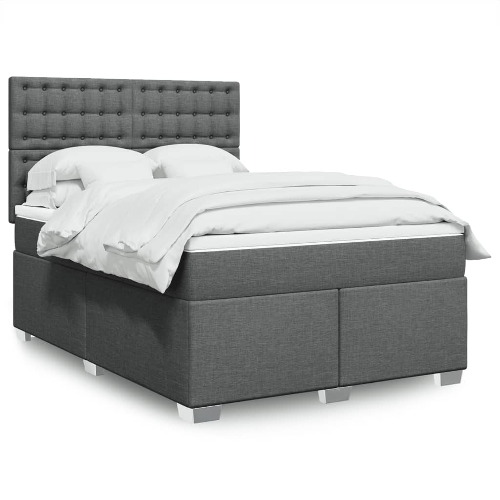 Box Spring Postel S Matrací Textil Tmavě Šedá