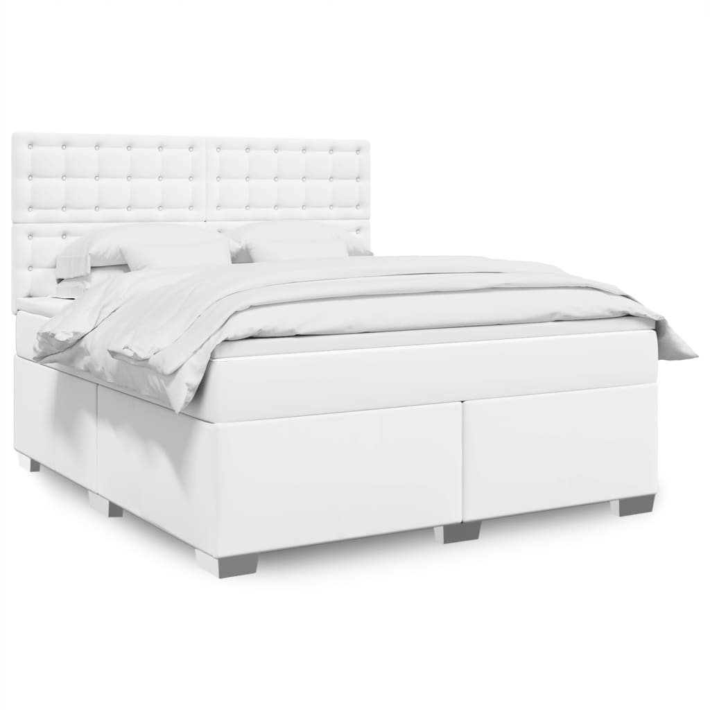 Box Spring Postel S Matrací Šedá Umělá Kůže