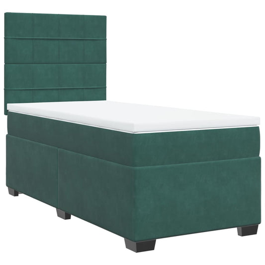 Box Spring Postel S Matrací Samet Tmavě Zelená