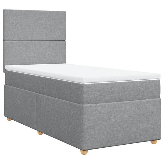Box Spring Postel S Matrací Textil Světle Šedá