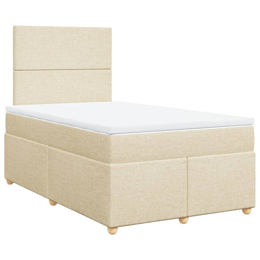 Box Spring Postel S Matrací Krémová 120X190 Cm Textil Černá