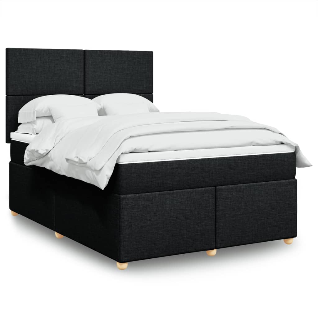Box Spring Postel S Matrací Černá Textil Černá
