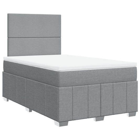 Box Spring Postel S Matrací Textil Světle Šedá