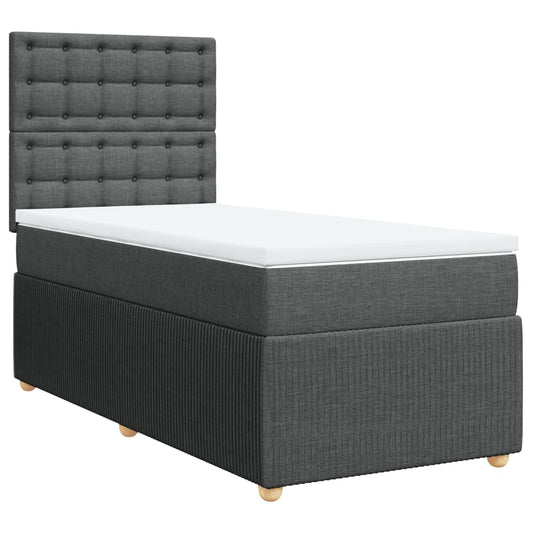 Box Spring Postel S Matrací Textil Tmavě Šedá