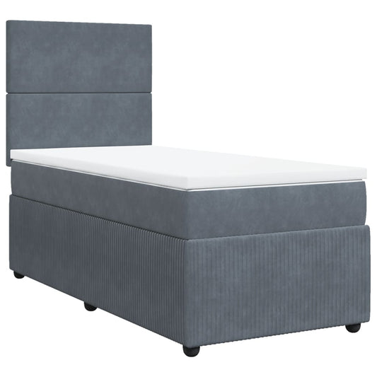 Box Spring Postel S Matrací Samet Tmavě Šedá