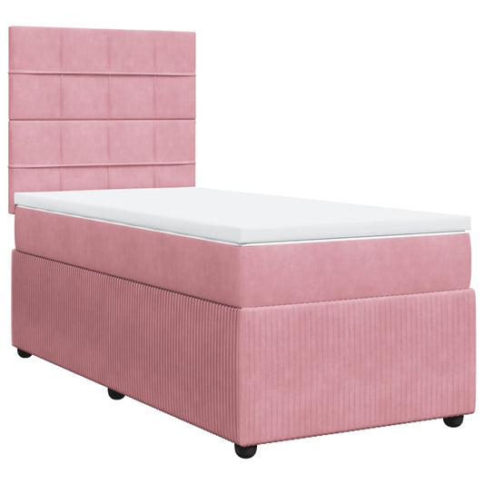Box Spring Postel S Matrací Samet Růžová
