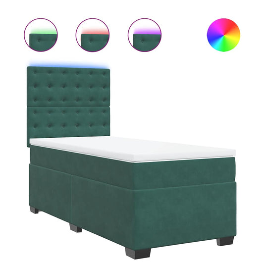 Box Spring Postel S Matrací Samet Tmavě Zelená