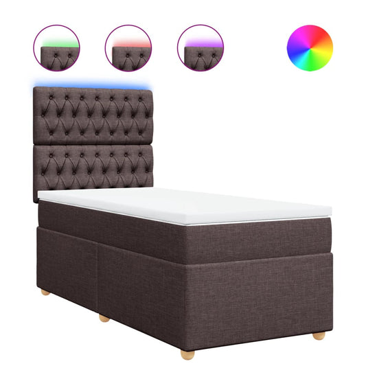 Box Spring Postel S Matrací Textil Tmavě Hnědá