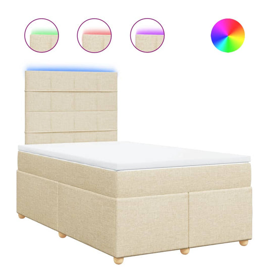 Box Spring Postel S Matrací Krémová 120X190 Cm Textil Modrá