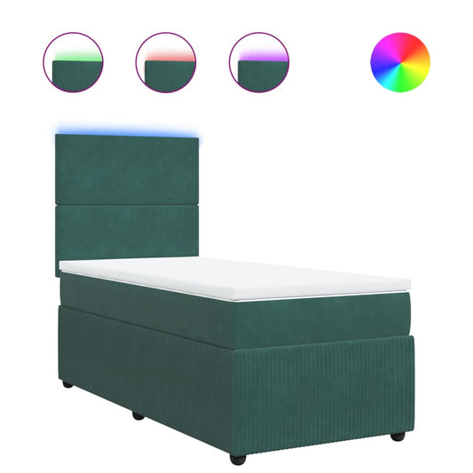 Box Spring Postel S Matrací Samet Tmavě Zelená