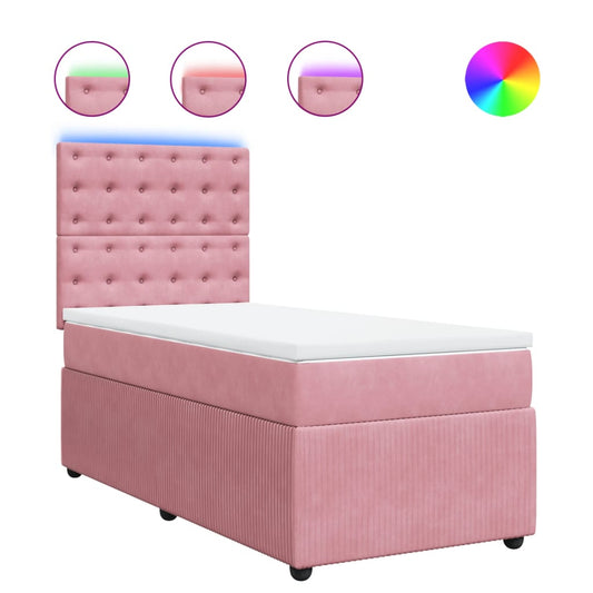 Box Spring Postel S Matrací Samet Růžová