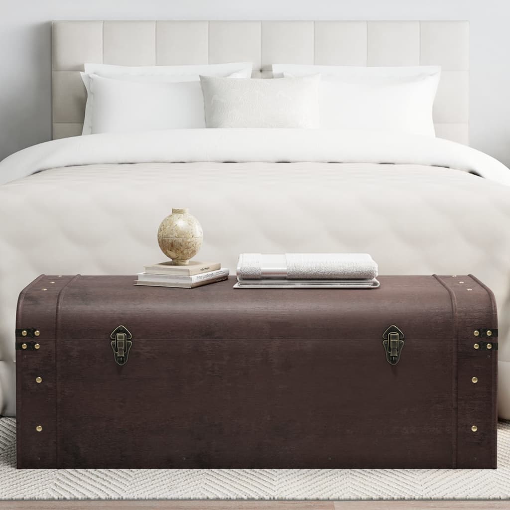 Truhla Se Západkami Tmavě Hnědá 90 X 50 X 39,5 Cm Překližka