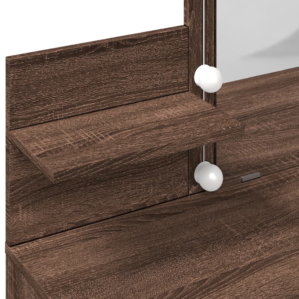 Toaletní Stolek S Led Hnědý Dub 100 X 40 X 130 Cm