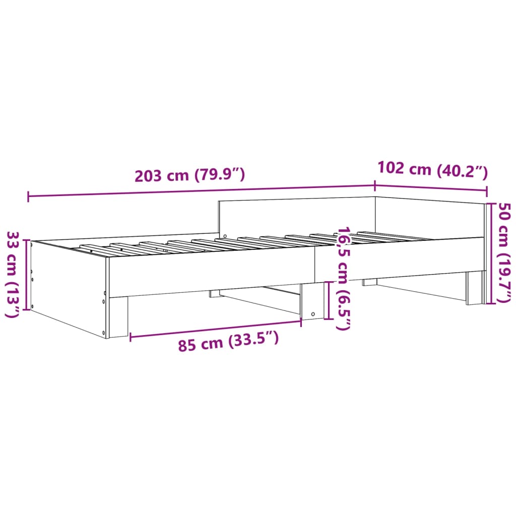 Rám Postele Betonově Šedý 100 X 200 Cm Kompozitní Dřevo