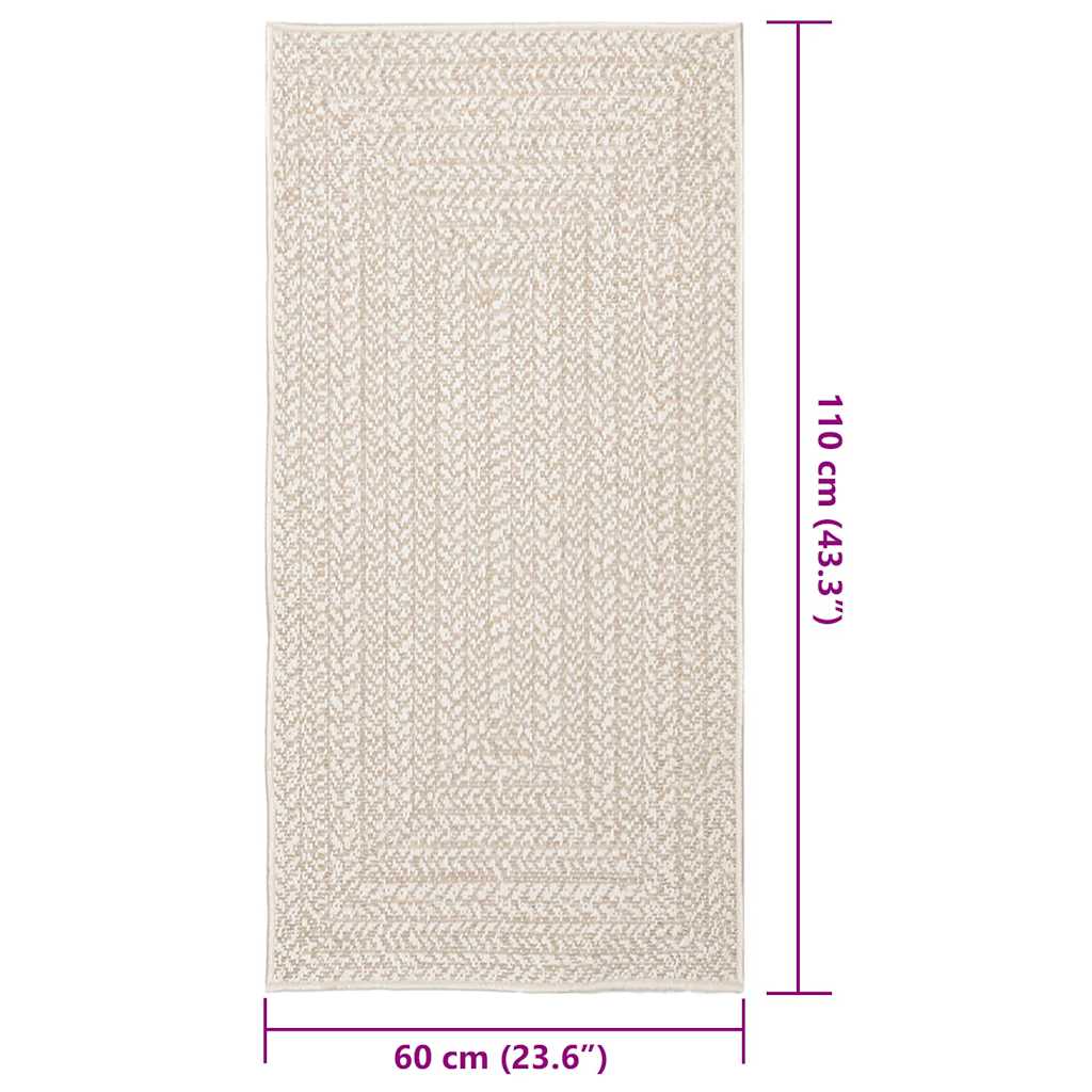 Koberec Zizur Krémová 60X110 Cm Jutový Vzhled Interiér Exteriér