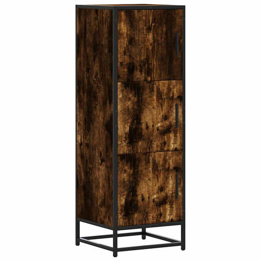 Skříň Highboard Kouřový Dub 35,5X35X106,5 Cm Kompozit A Kov