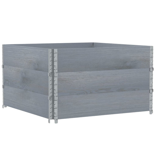 Paletové Nástavce 3 Ks Šedé 100 X 100 Cm Masivní Borové Dřevo