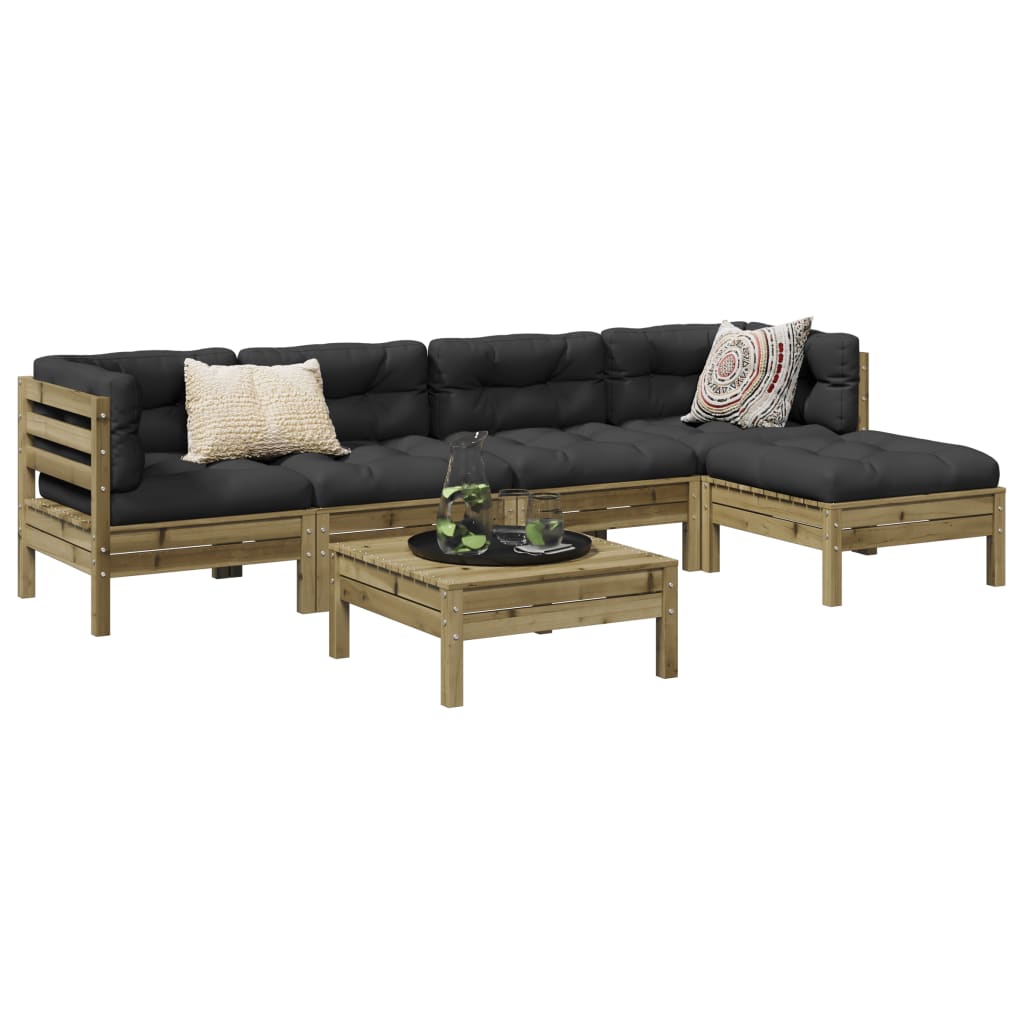 6Dílná Zahradní Sedací Souprava Podušky Borovice