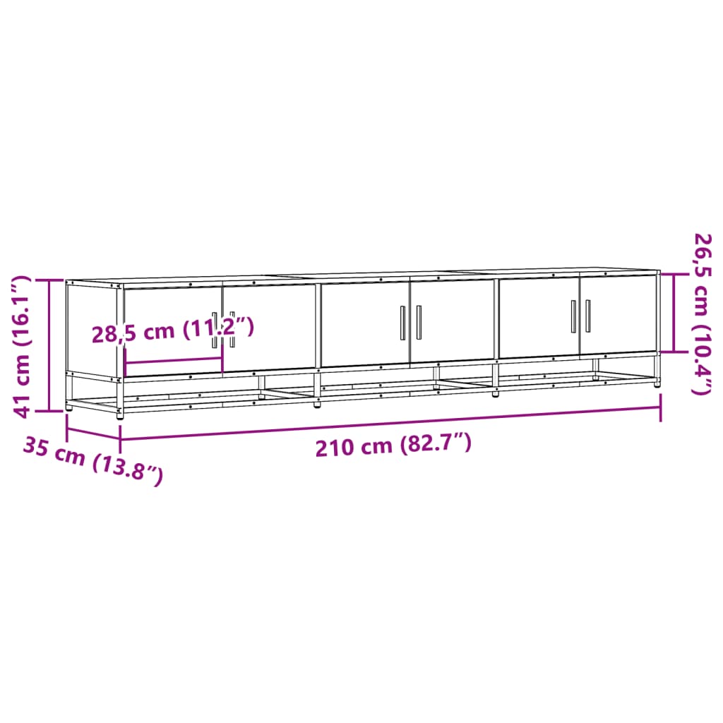Tv Skříňka Kouřový Dub 210 X 35 X 41 Cm Kompozitní Dřevo